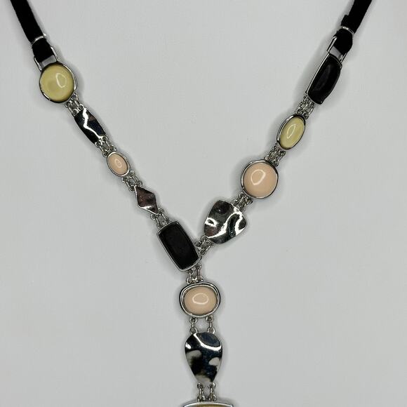 Chico's Cabochon Linear Pendant Black Cord Necklace ✨ - Picture 5 of 8